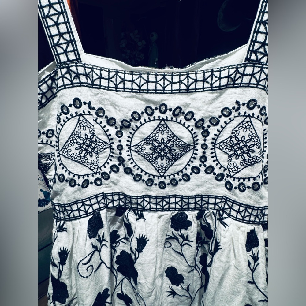 Black and White Embroidered Dress